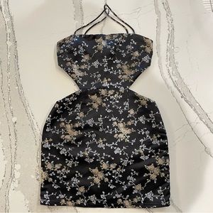 Lioness Steady As She Goes Brocade Floral formal cutout dress size XS